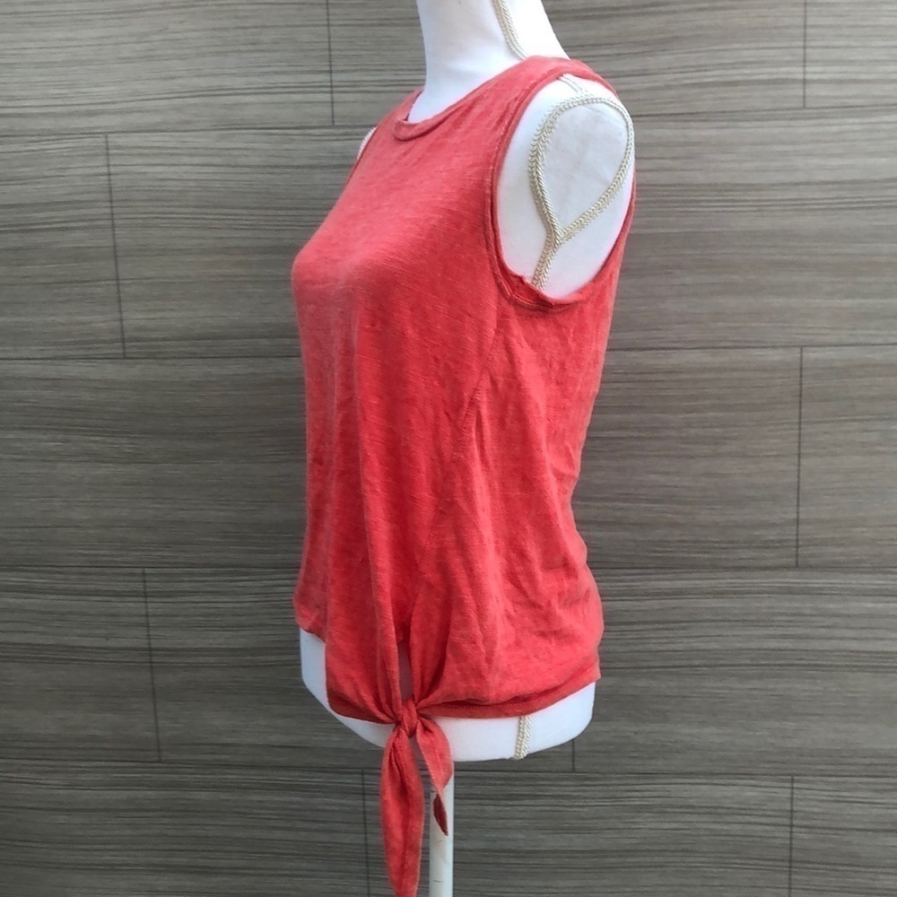 Maeve Anthropologie Tank Top XS Coral Red Side Tie Slub Knit Sleeveless - Picture 4 of 8